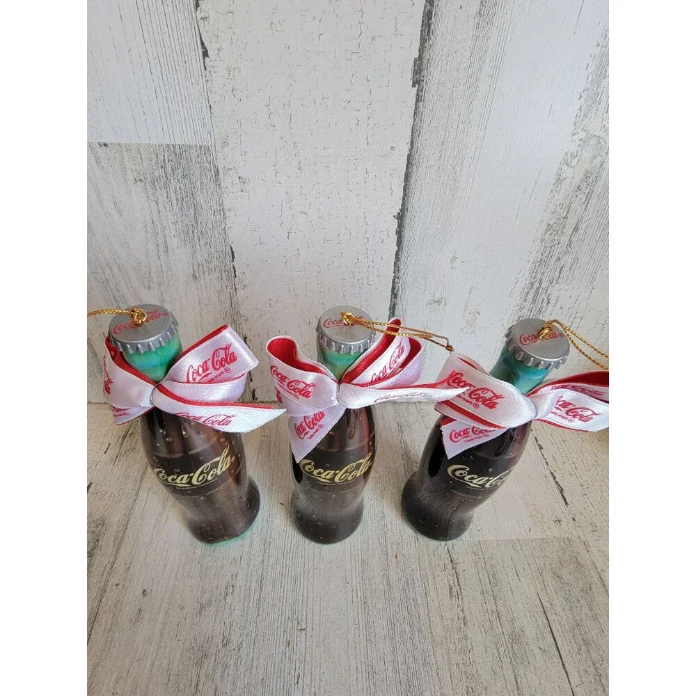 Vintage plastic Coca-Cola‎ bottle ornament Xmas set coke